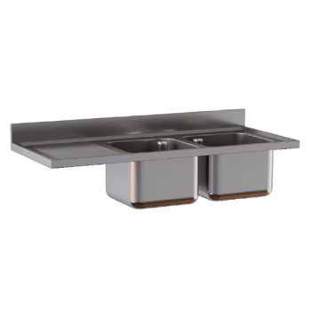 Built-in sink with two bowls and drainer