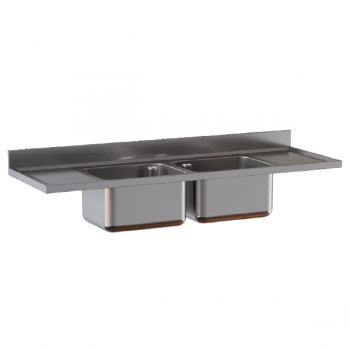 Built-in sink with 2 bowls and 2 drainers