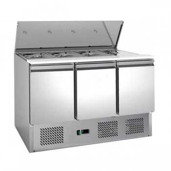 Saladette a 3 porte con coperchio in acciaio inox | 136,5 x 70 x 85 H cm