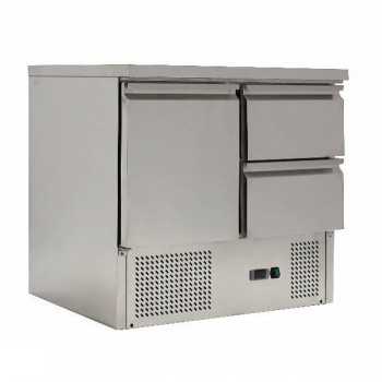 Saladette con 1 porta, cassettiera e piano in acciaio inox | 90 x 70 x 85 H cm
