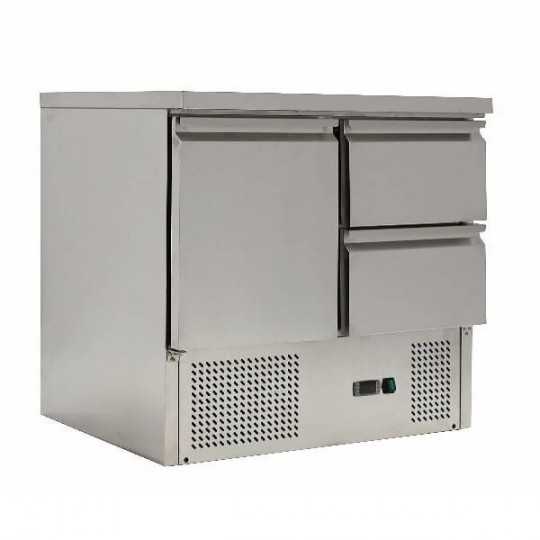 Saladette 1 porte, tiroirs et plateau en inox | 90 x 70 x 85 cm H