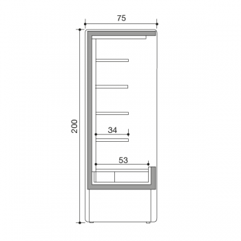 Refrigerated wall display for Chamonix cured meats and cheeses, depth 75 cm