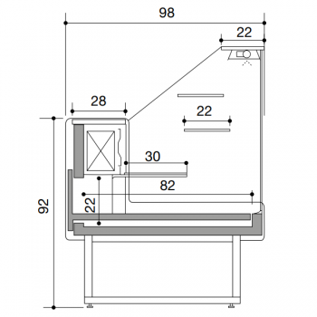 Colorado pastry refrigerated counter with straight glass, depth 98 cm