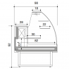 Colorado pastry refrigerated counter with curved glass, depth 98 cm