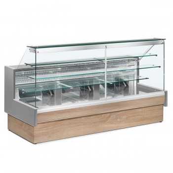 Banco frigo per pasticceria Colorado con vetro dritto, profondità 98 cm