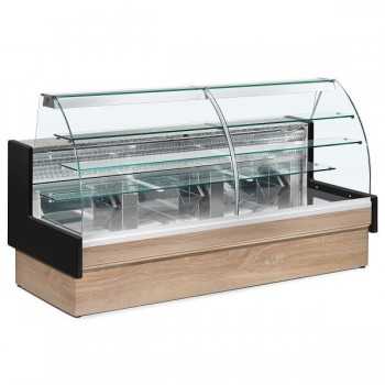 Comptoir réfrigéré de pâtisserie Colorado avec verre bombé, profondeur 98 cm