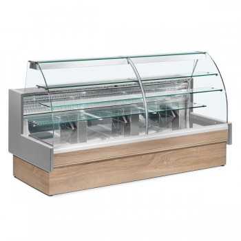 Banco frigo per pasticceria Colorado con vetro curvo, profondità 98 cm