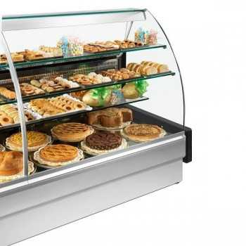 Banco frigo per pasticceria Colorado con vetro curvo, profondità 98 cm