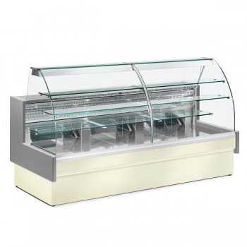 Banco frigo per pasticceria Colorado con vetro curvo, profondità 98 cm