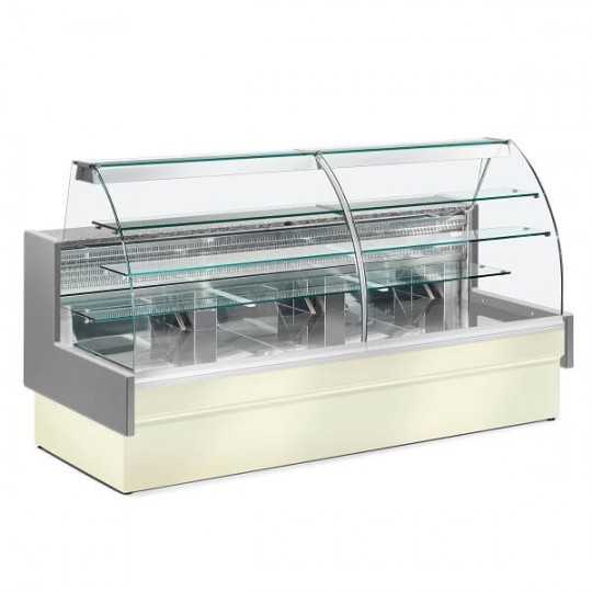 Comptoir réfrigéré de pâtisserie Colorado avec verre bombé, profondeur 98 cm