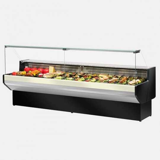 Comptoir réfrigéré Patagonia pour viande et charcuterie avec vitre droite, profondeur 91 cm