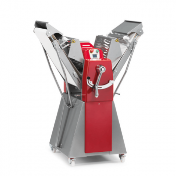 Sfogliatrice professionale da banco con basamento, larghezza tappeto 50 cm, regolazione manuale