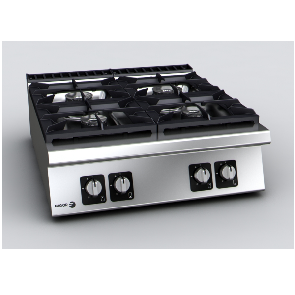 4-burner countertop gas cooker, power 28.7 kW | 80 x 93 x 29 H cm