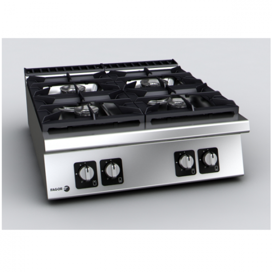 Cucina a gas 4 fuochi da banco, potenza 28,7 kW | 80 x 93 x 29 H cm