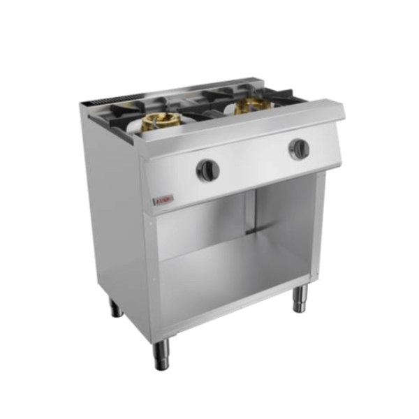 Gas cooker 2 burners in line on compartment power 19 kW | 80 x 57.5 x 90 H cm