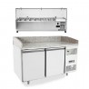Banco pizza refrigerato 2 porte piano in granito classe A con vetrina ingredienti | 151 x 80 x 150,5 H cm