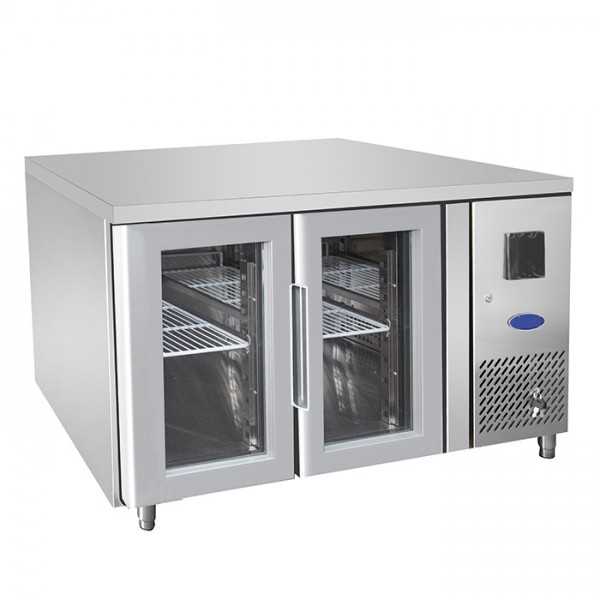 Tavolo refrigerato 2 porte in vetro 0° / +8° C | 136 x 70 x 85 H cm