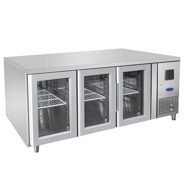 Refrigerated table with 3 glass doors 0° / +8° C | 179.5 x 70 x 85 H cm