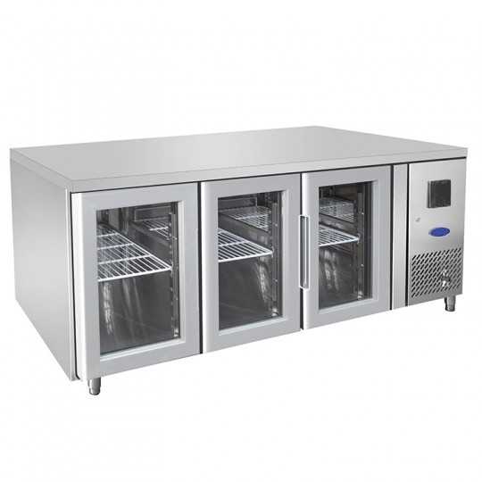 Refrigerated table with 3 glass doors 0° / +8° C | 179.5 x 70 x 85 H cm