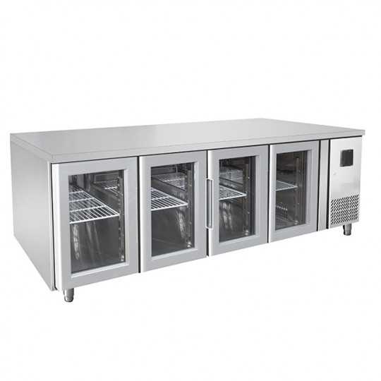 Refrigerated table with 4 glass doors 0° / +8° C | 223 x 70 x 85 H cm