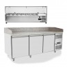 3-door refrigerated pizza counter with granite top and ingredients display | 201 x 80 x 150.5 H cm