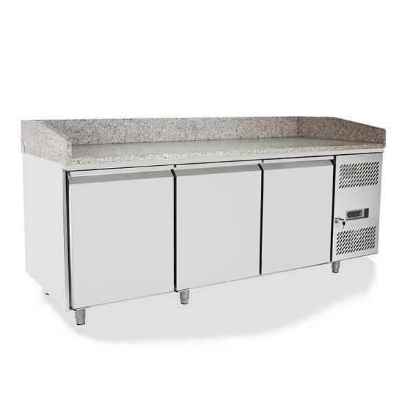 Banco pizza refrigerato 3 porte con piano in granito | 201 x 80 x 107 H cm