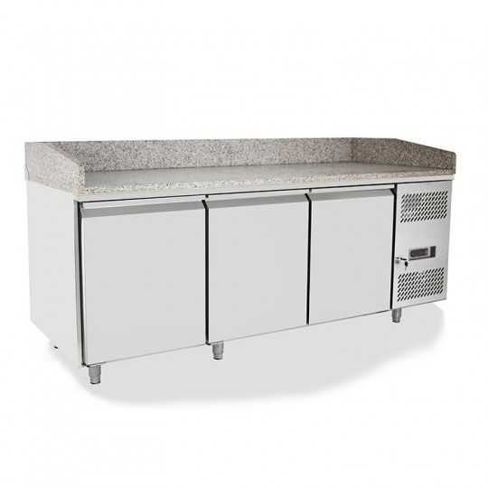 3-door refrigerated pizza counter with granite top | 201 x 80 x 107 H cm