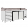 Refrigerated pizza counter with 2 doors and class A chest of drawers with granite top | 201 x 80 x 107 H cm