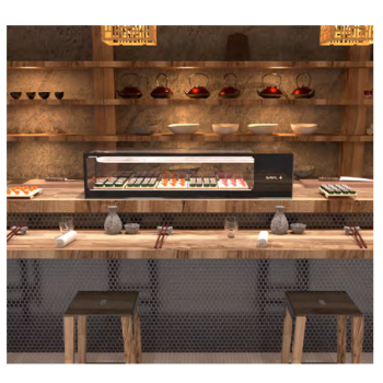 Vetrina sushi refrigerata con vetri dritti linea LS