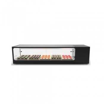 Refrigerated sushi display case with straight glass LS line