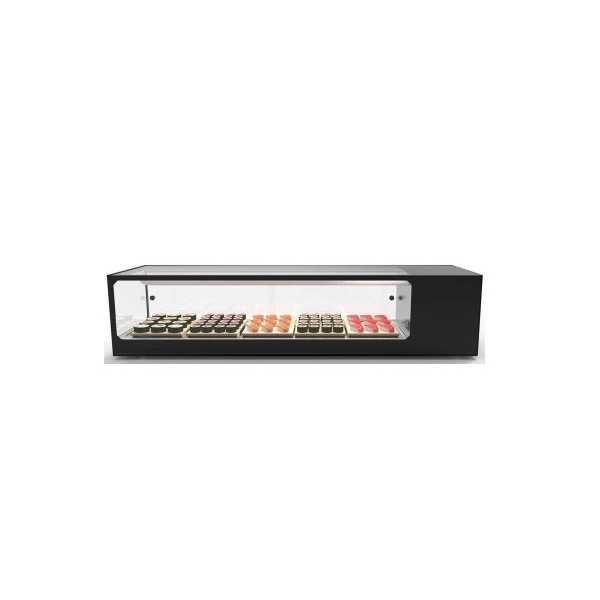 Refrigerated sushi display case with straight glass LS line