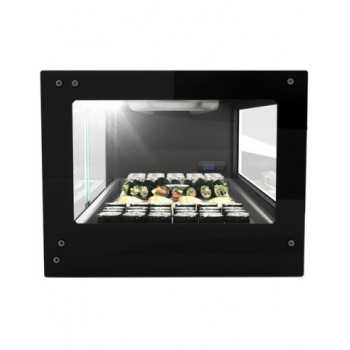 Refrigerated sushi display case with straight glass LS line
