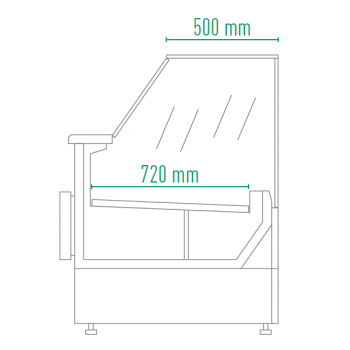 Refrigerated counter for gastronomy and butchery, straight glass, depth 100 cm