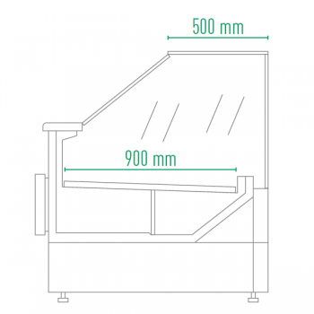Refrigerated counter for gastronomy and butchery, straight glass, depth 120 cm