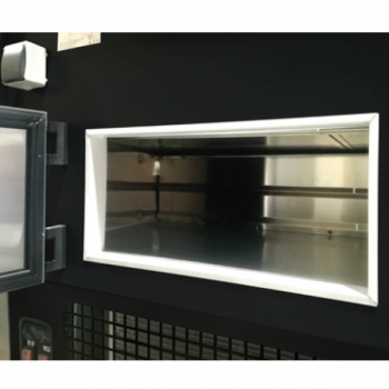 Refrigerated counter for gastronomy and butchery, straight glass, depth 120 cm