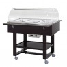 Hot buffet trolley with plexiglass dome 3 GN 1/1 pans