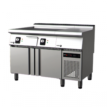 Kit cucina a gas 4 fuochi con tavolo frigo e piano d'appoggio, profondità 90 cm - SECONDA SCELTA