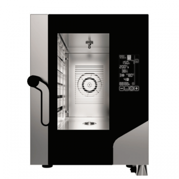 Electric digital combined steam convection oven with 6 GN 1/1 trays