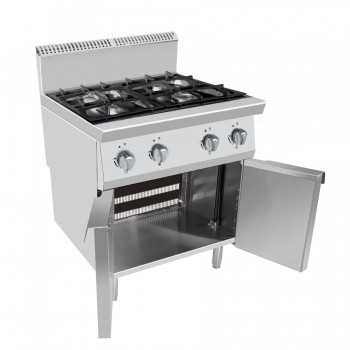 4 burner gas cooker on a 70 cm deep compartment, power 21 KW