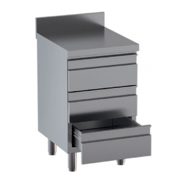 Stainless steel drawer cabinet with backsplash