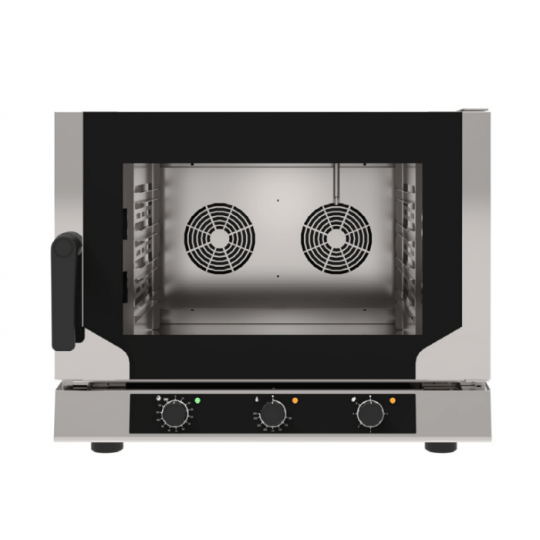 Forno elettrico ventilato a convezione con vapore 4 teglie GN 1/1, apertura laterale