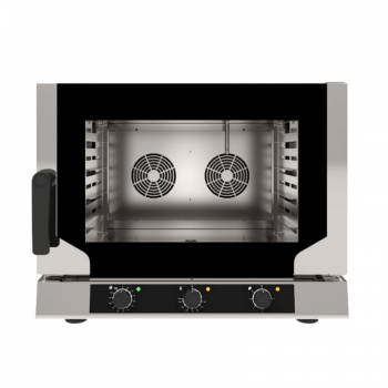 Electric ventilated convection oven with steam, 4 60x40 cm trays, side opening