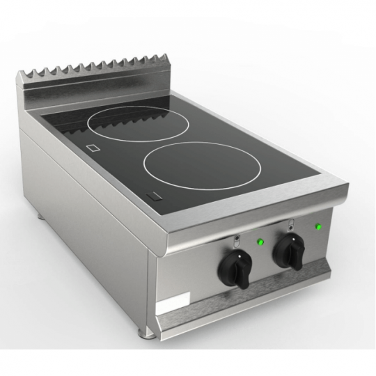 Induction cooker with 2 countertop cooking zones, 70 cm deep