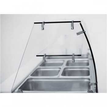 Saladette 3 porte con vetro curvo, mensola intermedia e piano porta bacinelle | 136,5 x 70 x 129,5 H cm