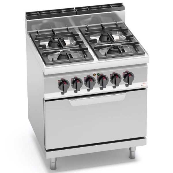CUISINIÈRE À GAZ 4 FEUX SUR FOUR ÉLECTRIQUE 2/1