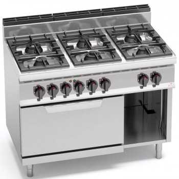 CUISINIÈRE À GAZ 6 FEUX SUR FOUR ÉLECTRIQUE 2/1