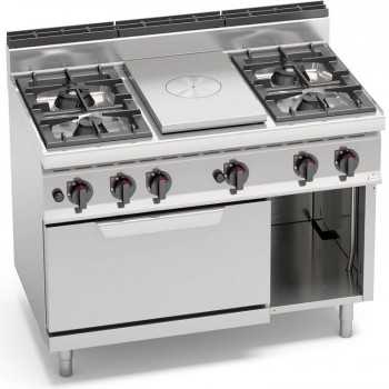 TUTTAPIASTRA A GAS + 4 FUOCHI SU FORNO A GAS 2/1
