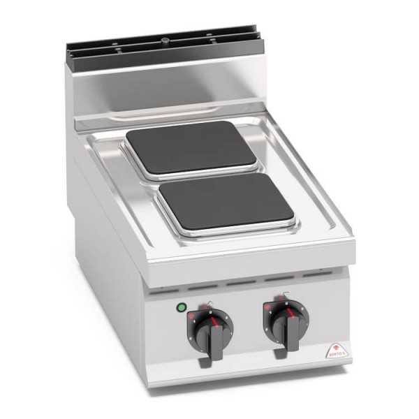 CUISINIÈRE ÉLECTRIQUE AVEC 2 PLAQUES CARRÉES ET PLATEAU