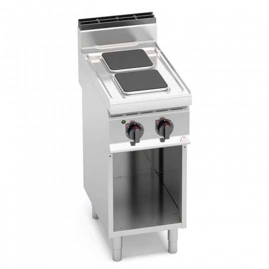 ELECTRIC COOKER WITH 2 SQUARE PLATES ON CABINET