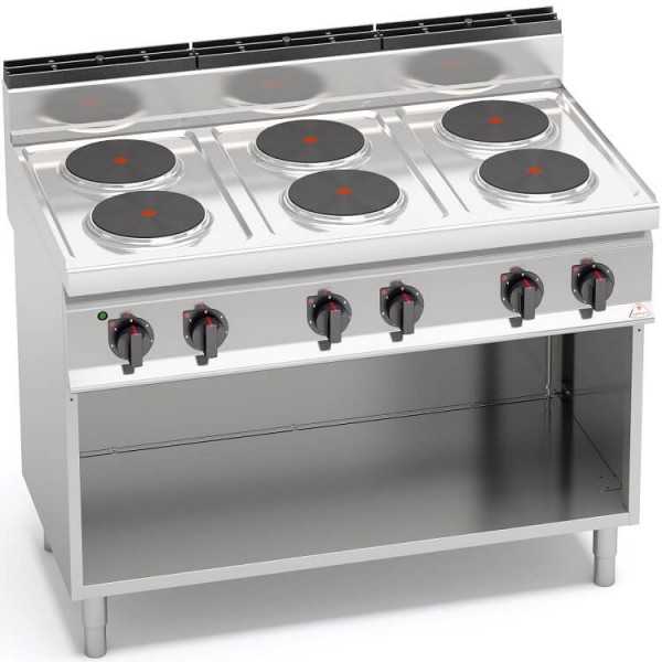 CUISINIÈRE ÉLECTRIQUE AVEC 6 PLAQUES RONDES SUR MEUBLE
